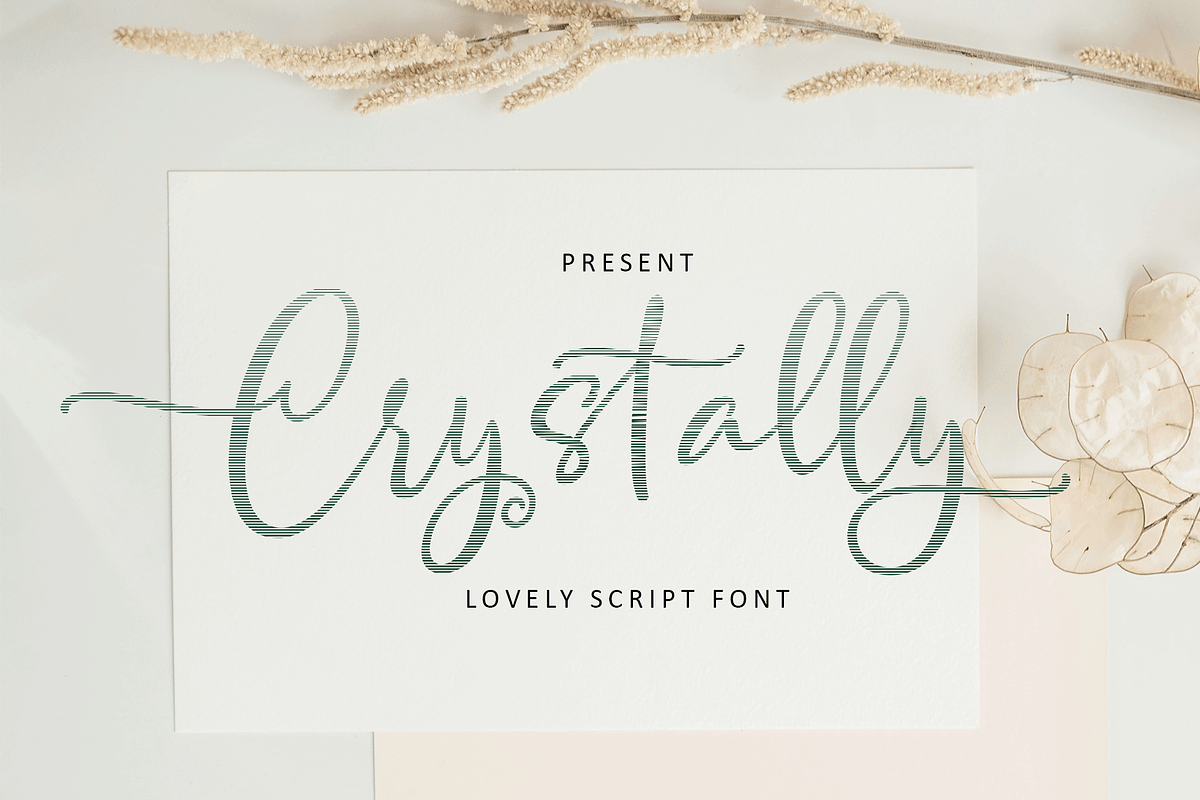 Crystally Gradient Slant Script Font, a Script Font by Meutuwah (Photo 9 of 10)