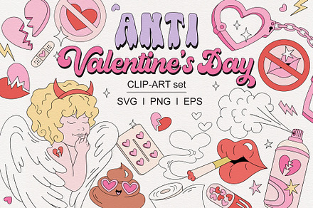 Anti Valentines Day clipart set, an Object Graphic by @olga.angelloz