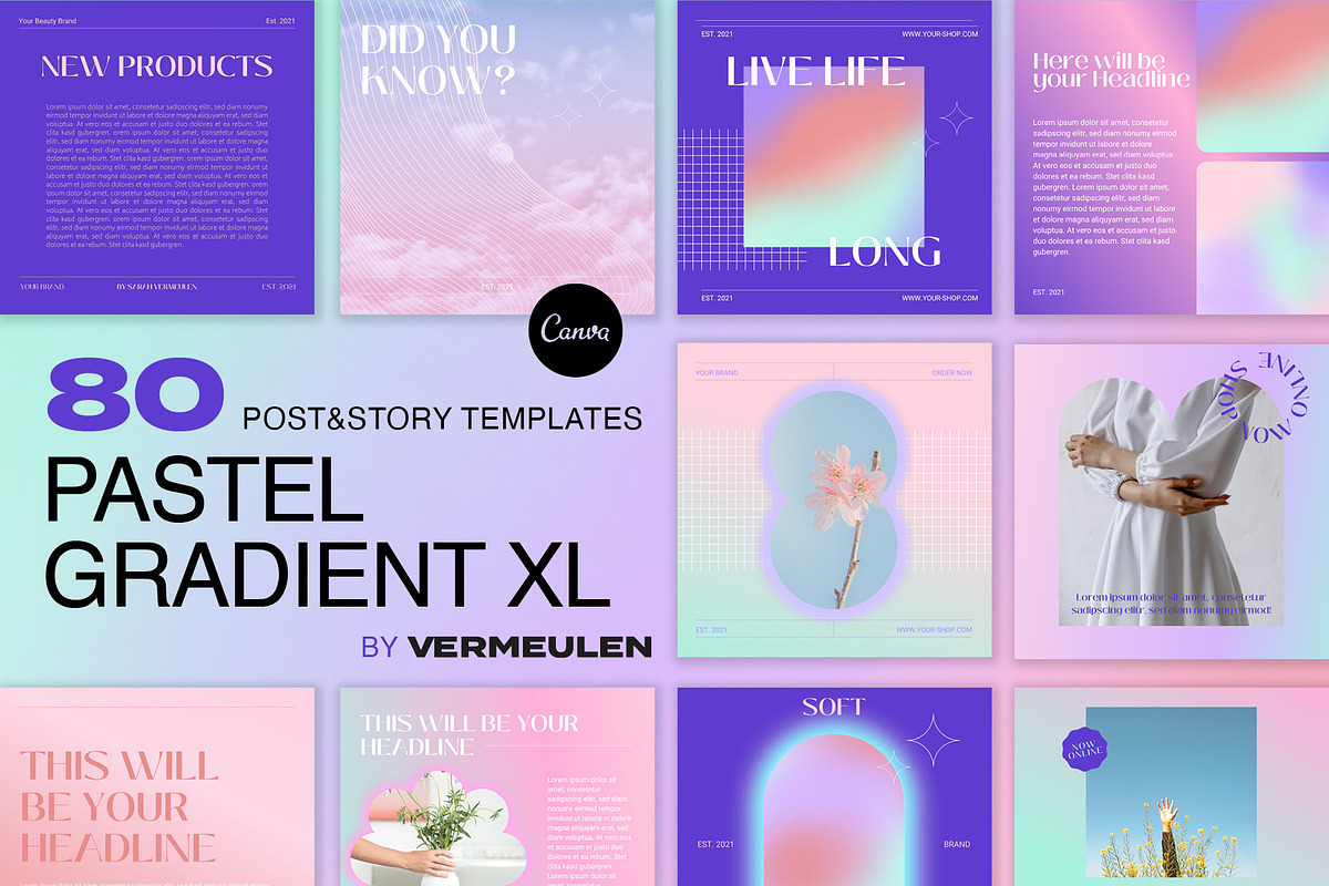 Instagram Social Media CANVA Pastel, a Social Media Template by Vermeulen Design Studio (Photo 1 of 7)