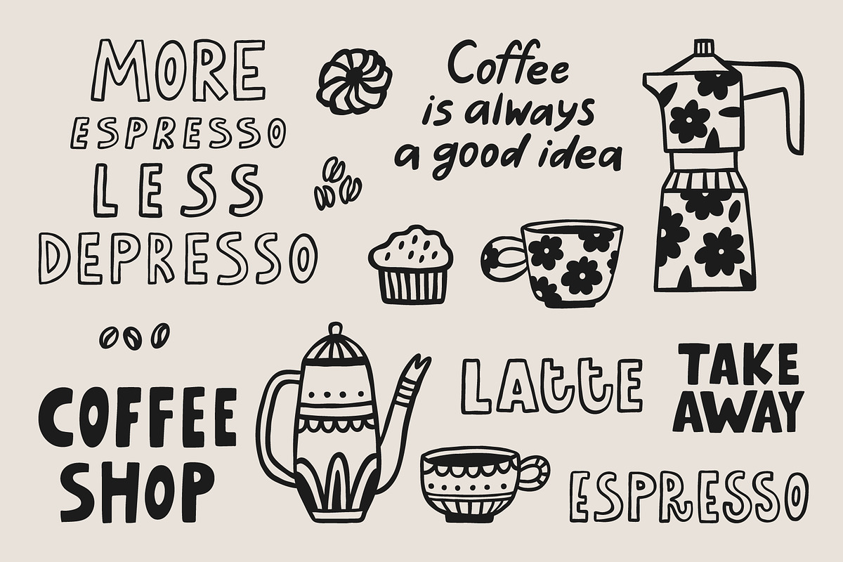 Coffee shop graphic elements, a Food Illustration by piyacler (Photo 4 of 6)
