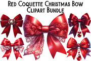 Red Coquette Christmas Bow Bundle, an Illustration by Pixels.Craft (Thumbnail 1 of 6)
