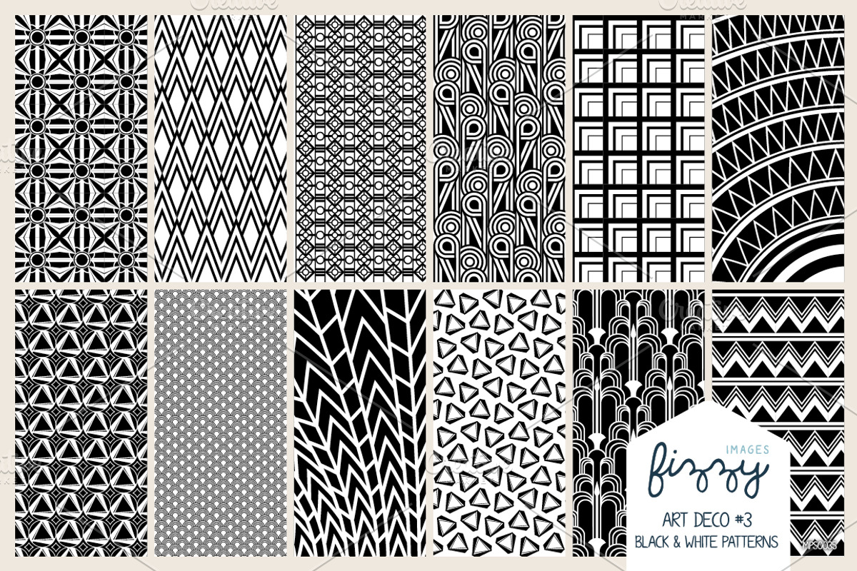 12 x EPS JPG Art Deco Black Patterns, a Pattern Graphic by Fizzy Images (Photo 1 of 2)