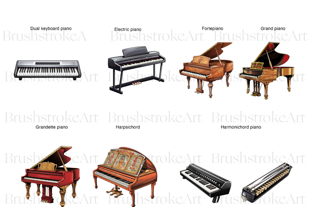 Piano Clipart, Baby Grand Piano Keys, an Object Illustration by BrushstrokeArtGB (Photo 2 of 9)
