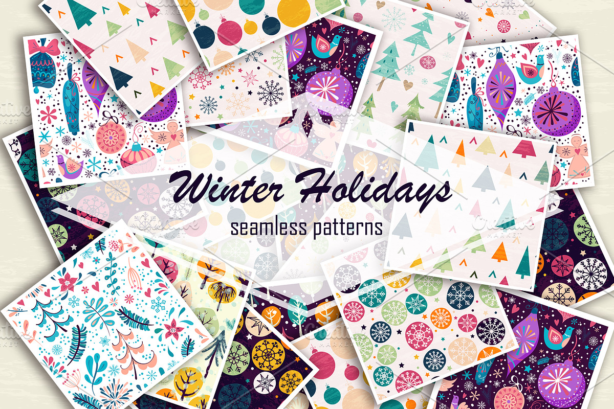 Winter holidays seamless patterns, a Pattern Graphic by Lidiebug (Photo 1 of 3)
