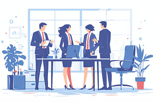 Illustration of a professional business team collaborating in a modern office s, a Photo by AS photostudio