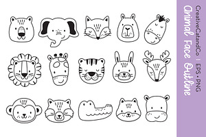 Wild Animal Face Outline EPS PNG
