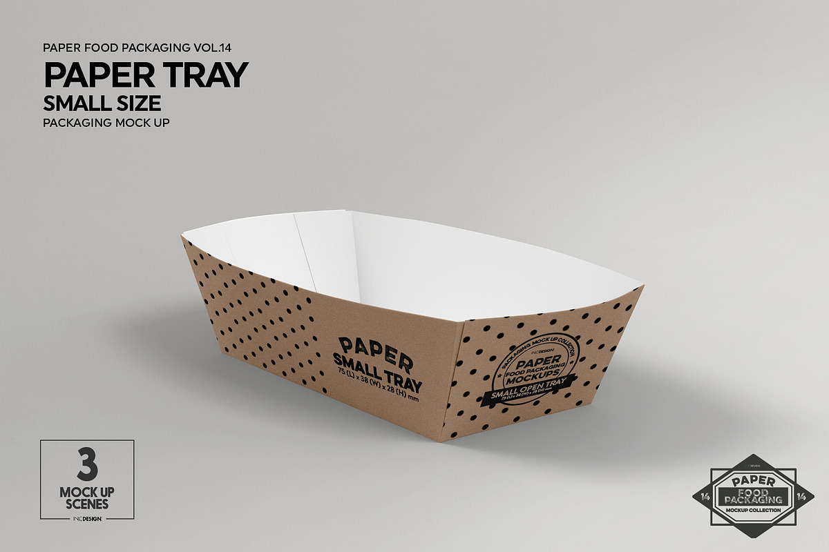 Paper Takeout Trays Packaging Mockup, a Packaging Mockup by INCDesign (Photo 2 of 10)