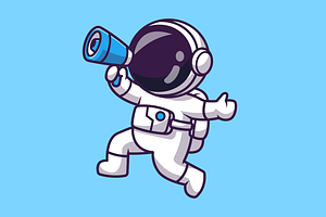 Cute Astronaut Speaking Cartoon, a Technology Illustration by Catalyst Labs