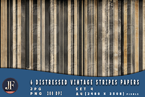 Distressed Vintage Stripes Papers 4