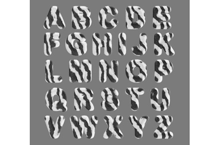 3d zebra alphabet with fur animal, an Animal 3D Model by Marozhkastudio