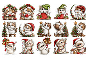 Whimsical Christmas Cats Clipart, a Seasonal Illustration by Nicolle's Colorful Art (Thumbnail 5 of 6)