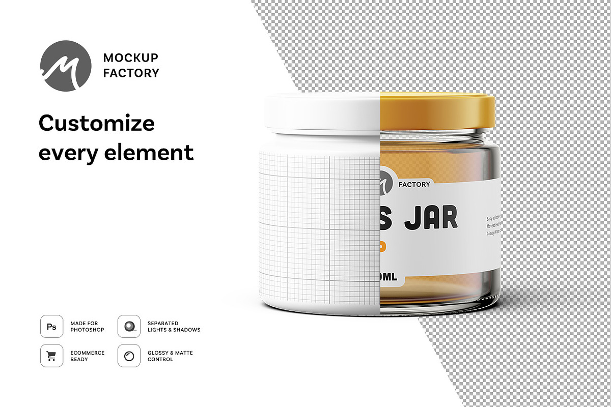 Glass Jar Mockup, a Packaging Mockup by Mockup Factory (Photo 2 of 3)