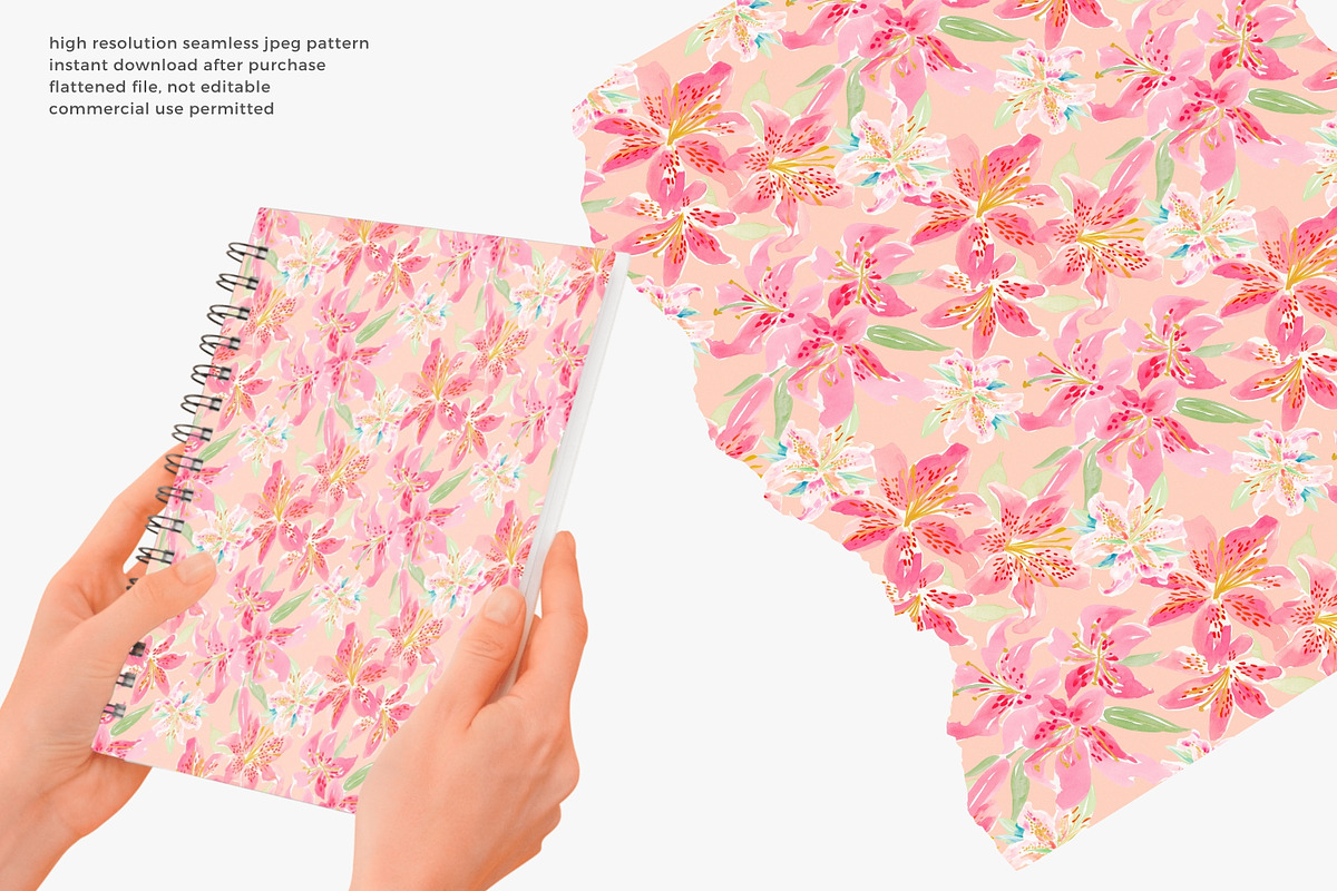 Elegant pink lily seamless pattern, a Pattern Graphic by Pink Studio Art (Photo 4 of 4)