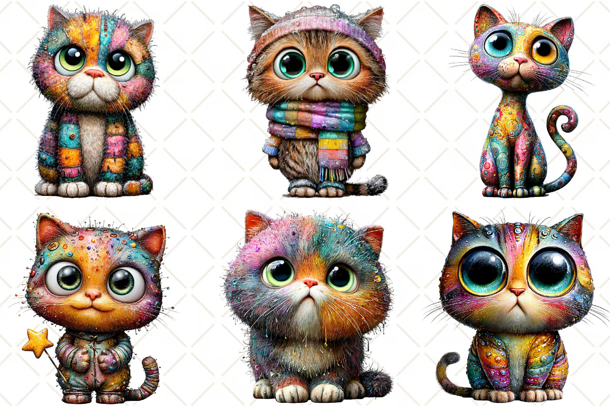 Quirky Cats Clipart Bundle, an Illustration by Black Bird Studio (Photo 2 of 6)