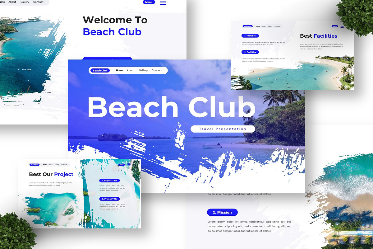 Beach Club - Travel Powerpoint, a Presentation Template by Deepslide Studio