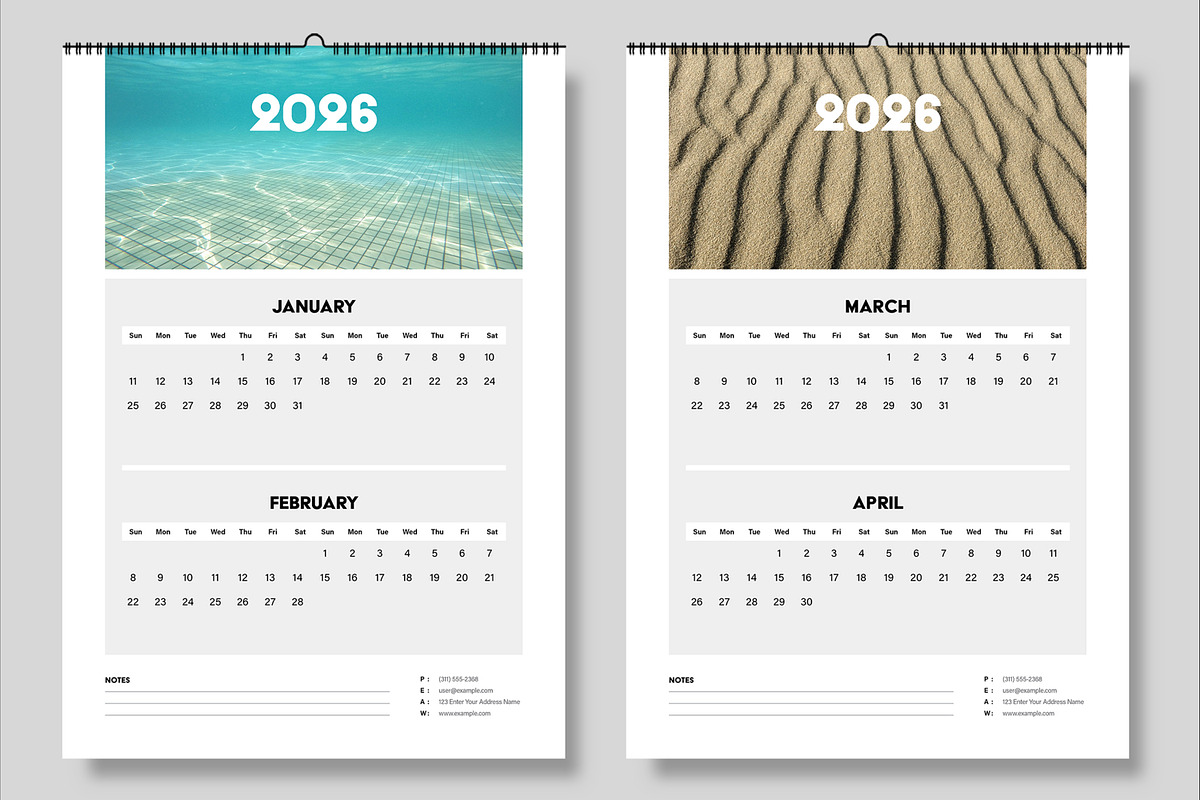 2026 Wall Calendar Template, a Stationery Template by ContestDesign (Photo 2 of 4)