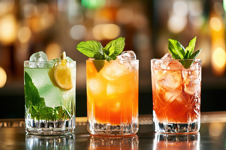 Refreshing cocktails in bar setting, a Photo by Beautiful things