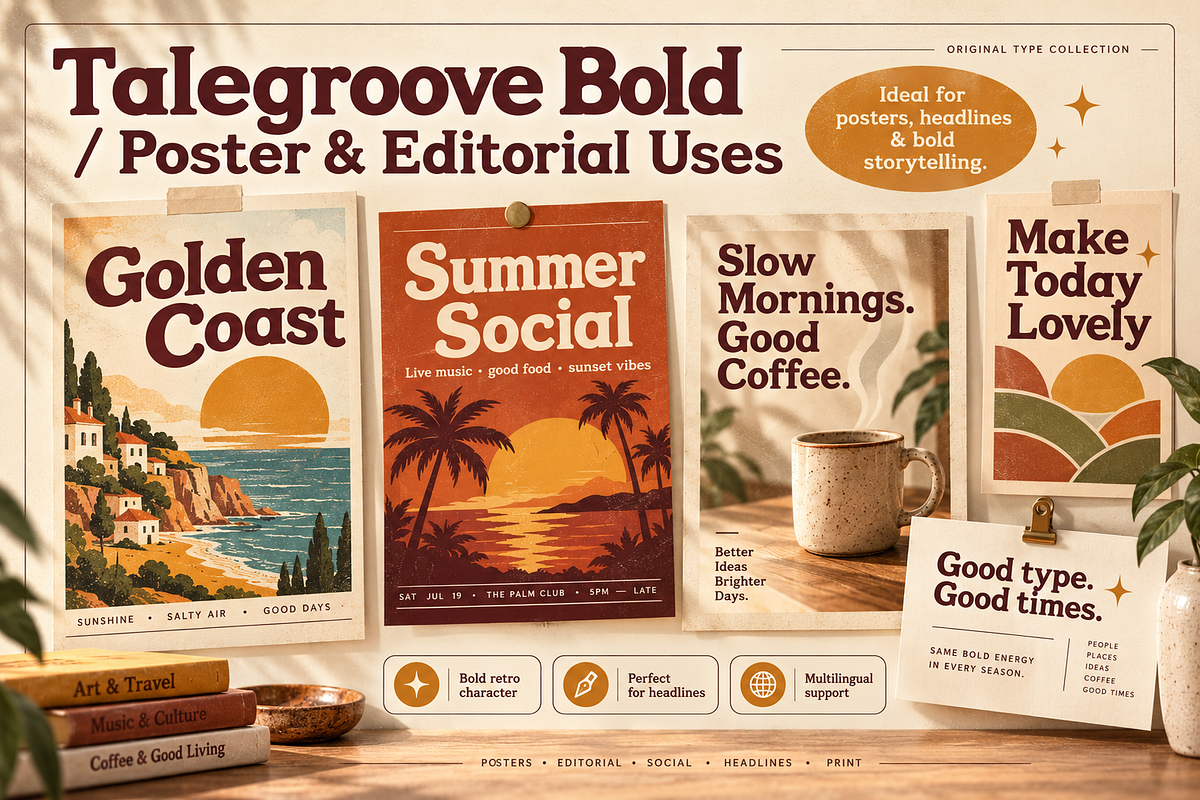 Talegroove Bold – Retro Serif Font, a Serif Font by Designertale (Photo 4 of 10)