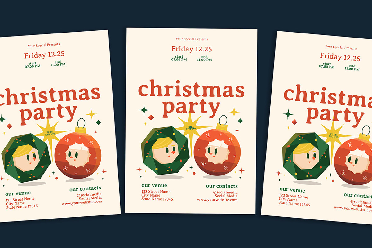 Fun Christmas Party Flyer, a Flyer Template by Gumico Studio. (Photo 3 of 3)
