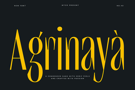 MTC Agrinaya - a Condensed Display, a Sans Serif Font by Martype