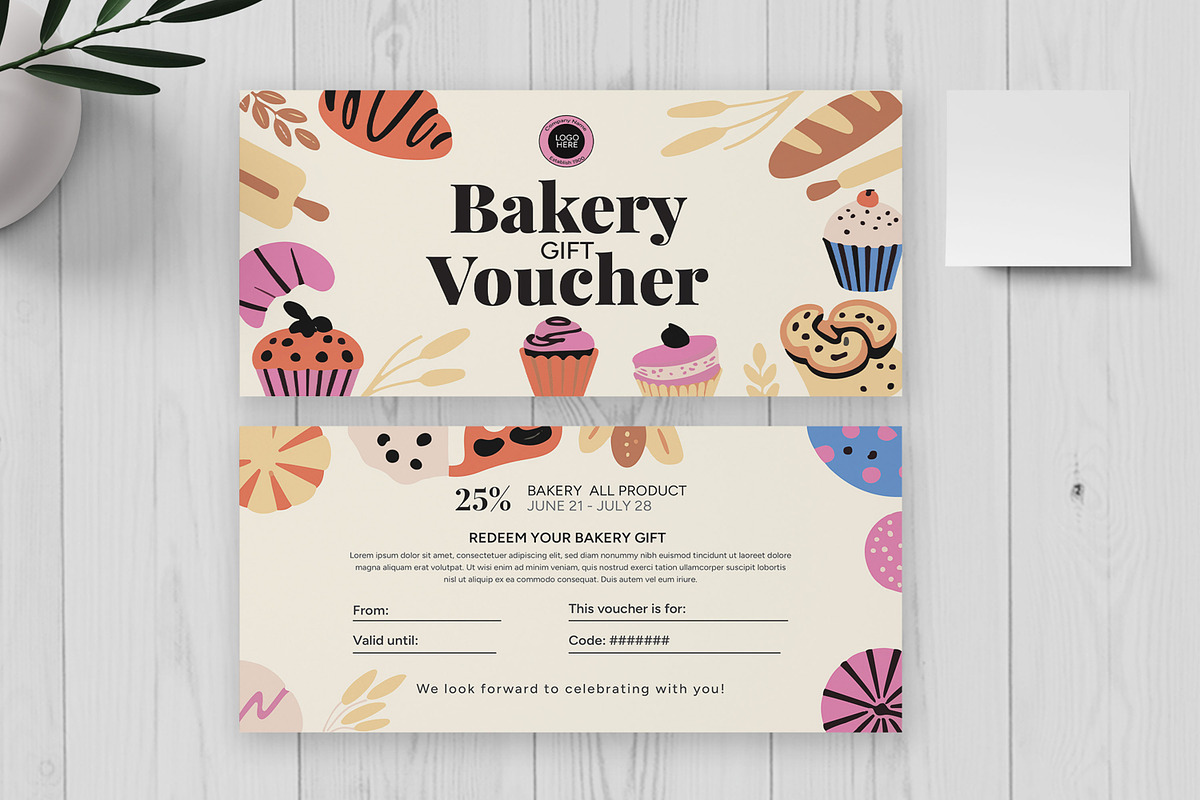 Bakery Gift Voucher Design, a Card Template by MightyDesign (Photo 2 of 6)