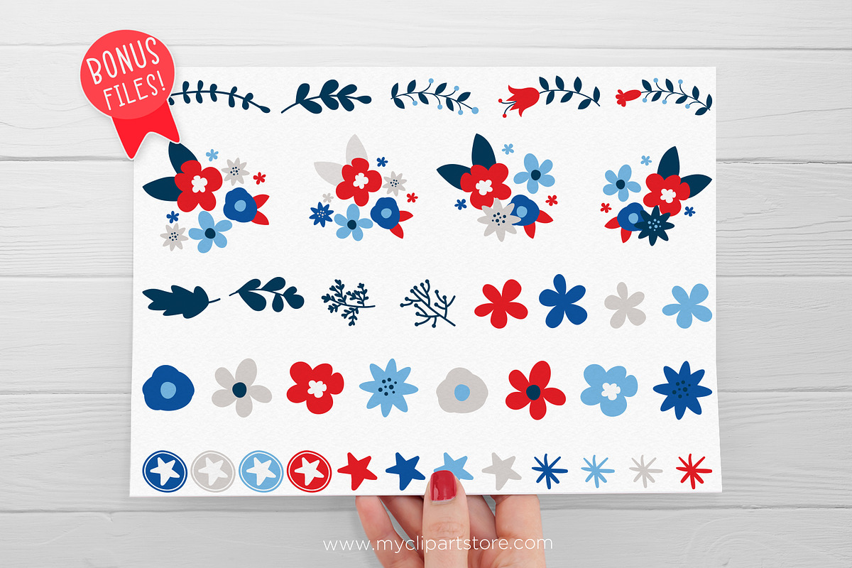 4th July Flowers & Wreaths Clipart, a Seasonal Illustration by MyClipArtStore (Photo 2 of 6)