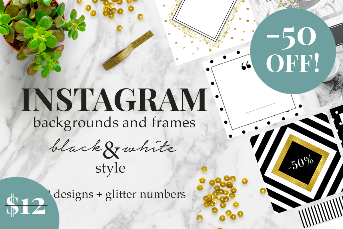 Instagram Templates Black&White, a Social Media Template by Instagram templates E.B. (Photo 1 of 4)