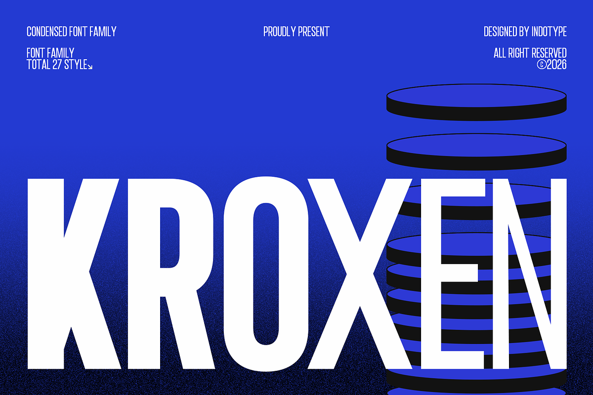 Kroxen - Condensed Font Family, a Sans Serif Font by Indotype Foundry (Photo 1 of 9)