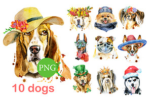 10 watercolor dog portraits 3, an Animal Illustration by Watercolor fantasy