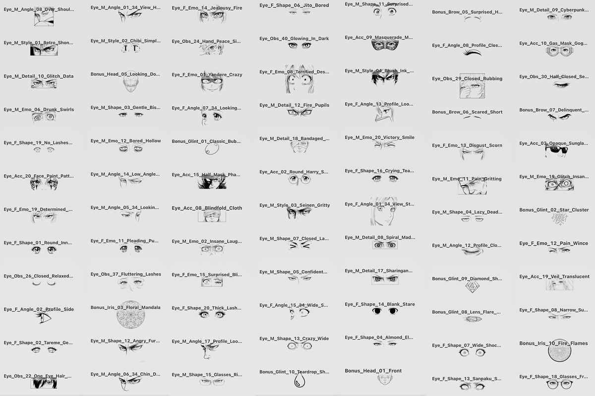 200+ Anime & Manga Eyes Procreate, a Brush Add-On by Selentaori Studio (Photo 2 of 11)