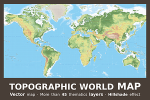 Topographic World Vector Map, an Illustration by Cartorical