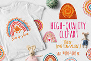 Boho Rainbow Clipart Set, a Decorative Illustration by sundrameda (Thumbnail 4 of 5)