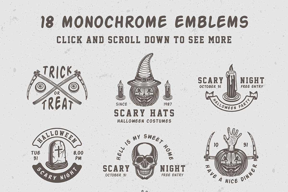 Vintage Halloween Emblems Part 2, a Branding & Logo Template by AkimD (Photo 3 of 5)