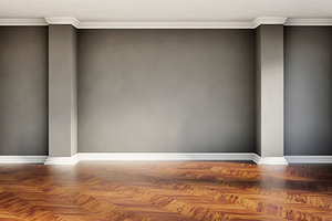 Empty room with gray wall background, an Architecture Photo by hitdelight