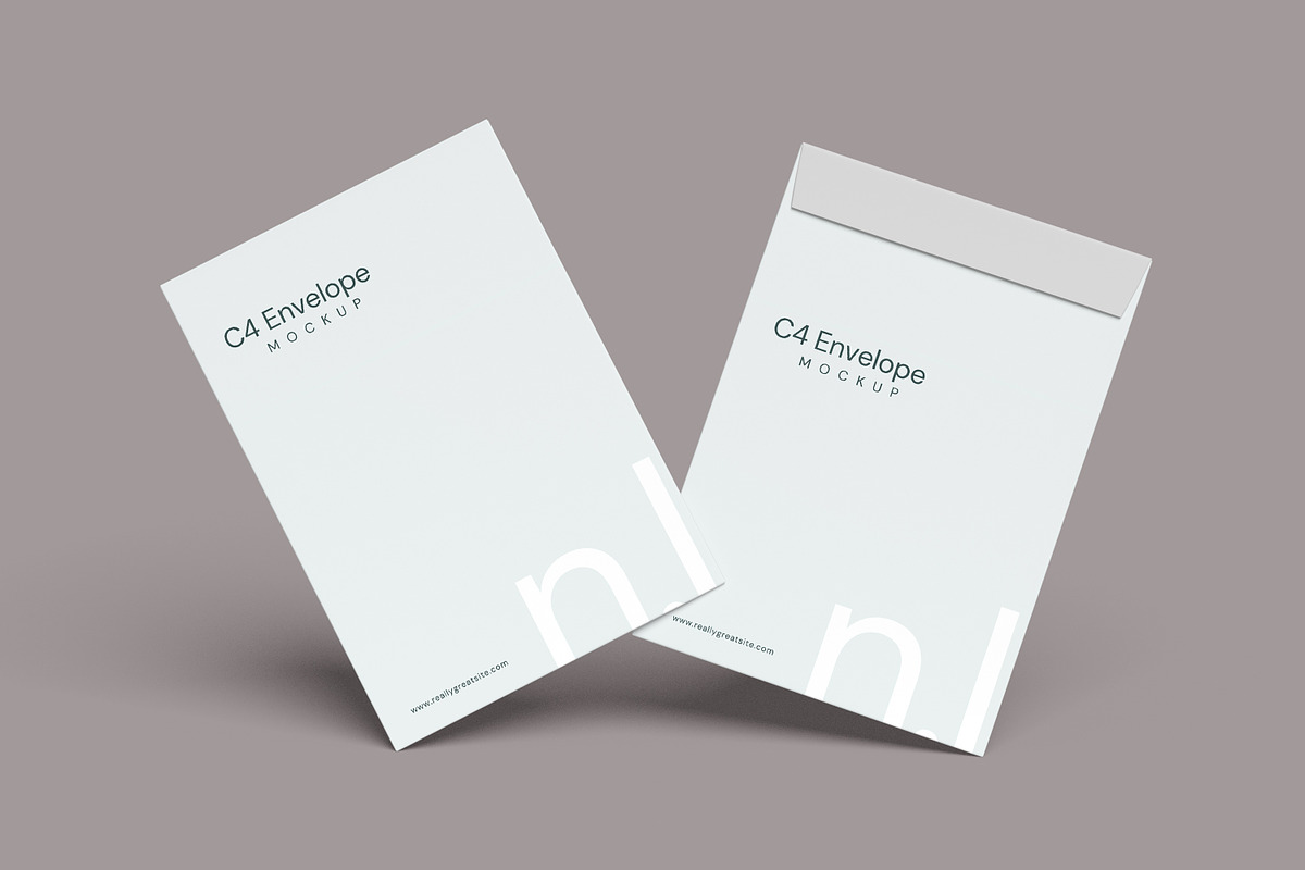 C4 Envelopes Mockup, a Print Template by Pexelcorner