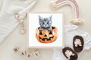 Watercolor Autumn Kitten Clipart, an Illustration by CraftArtStudio (Thumbnail 6 of 6)