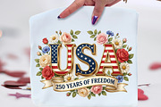 USA 250 Years of Freedom Floral PNG, an Illustration by CraftArtStudio (Thumbnail 1 of 4)