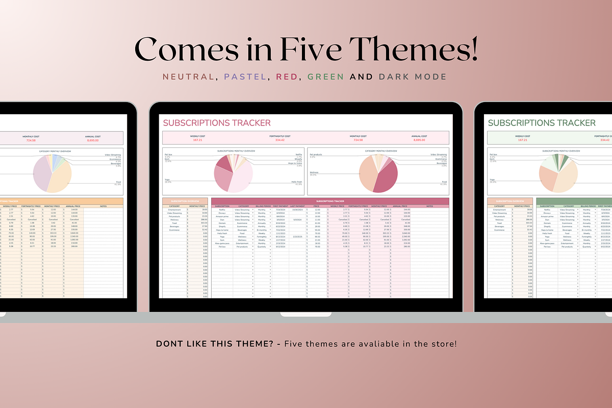 Subscriptions Tracker - Neutral, a Templates & Theme by The Creative Plans co (Photo 2 of 10)