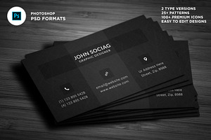 Modern Dark Black Business Cards