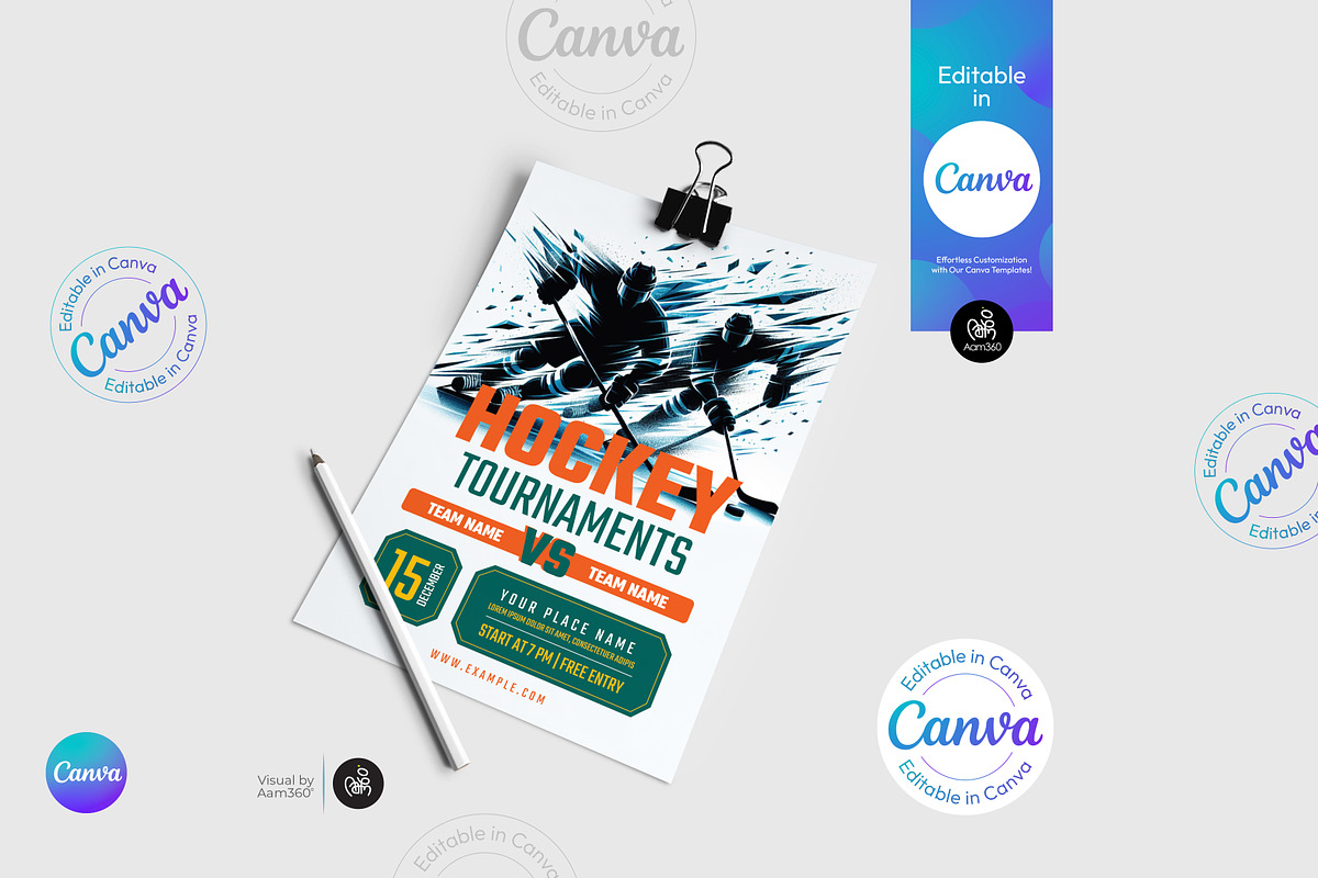 Hockey Tournament Flyer Template, a Flyer Template by Aam360 (Photo 1 of 3)