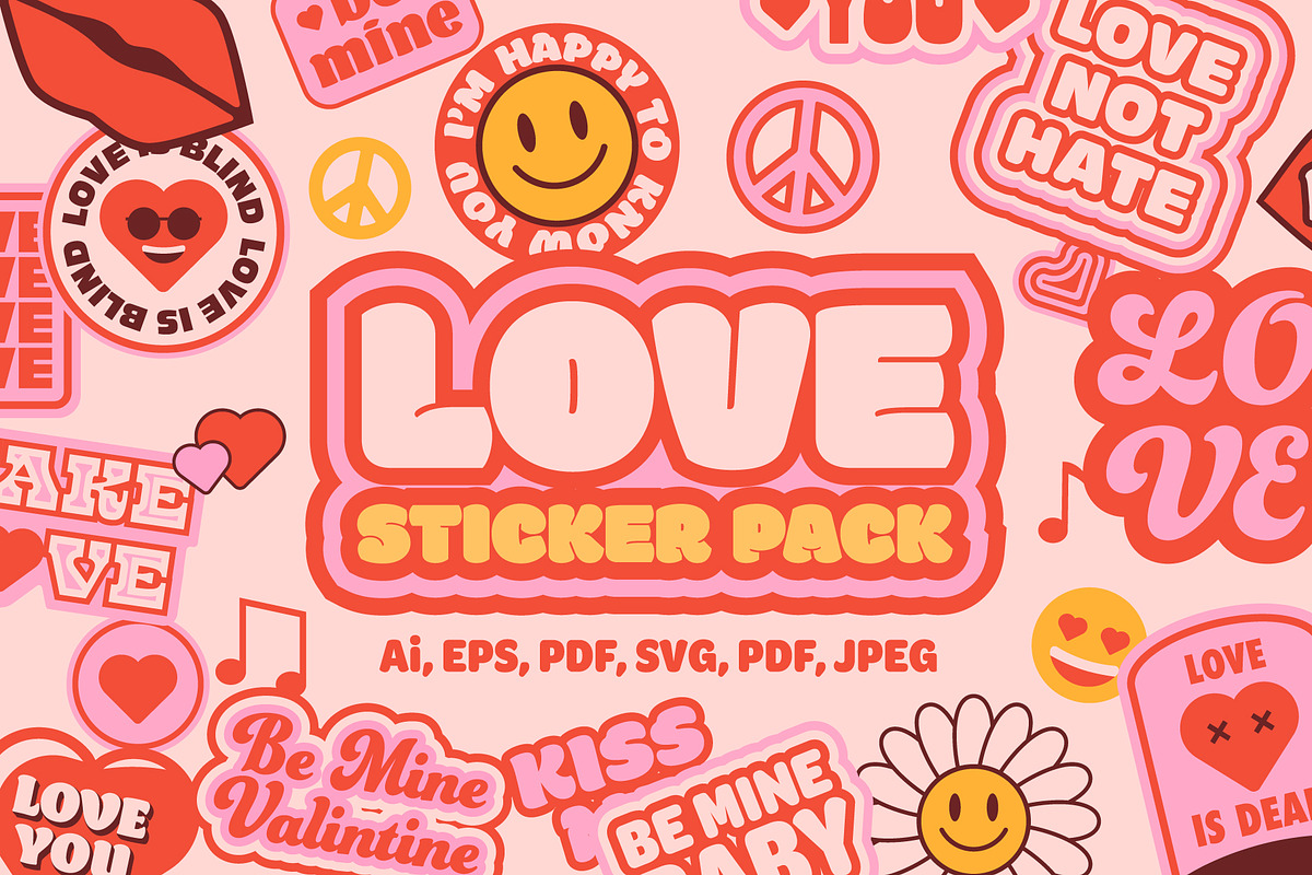 LOVE RETRO STICKERS, a Decorative Illustration by Mark Skitsky (Photo 1 of 5)