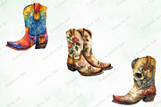 Western Boots Watercolor Clipart, an Illustration by Creative Art (Thumbnail 7 of 10)