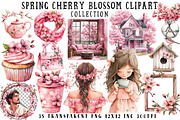 Spring Cherry Blossom Clipart, an Illustration by OK Design (Thumbnail 1 of 6)