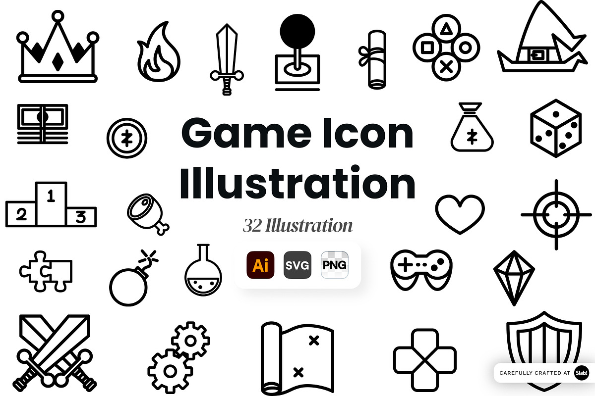 Game Icon Illustration Set – Outline, an Object Graphic by SLAB! Design (Photo 1 of 3)