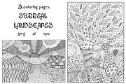 Surreal Landscape - 2 coloring pages, an Illustration by DoodleArtDesigns (Thumbnail 1 of 3)