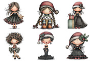 Watercolor Glam Christmas Girl, an Illustration by DreamArtGraphic (Thumbnail 4 of 5)