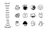 Cat Horoscope Icons And Labels, an Outline Icon by Iconka (Thumbnail 3 of 3)