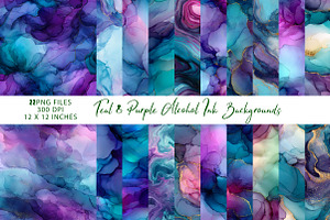 Teal & Purple Alcohol Ink, a Pattern Graphic by CreationArt