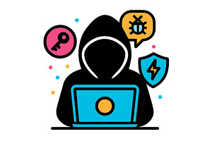 Vector illustration of a hacker at, a Technology Illustration by ZinetroN
