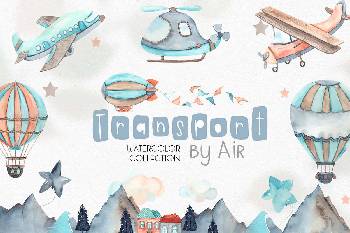 Watercolor Transport by air, an Object Graphic by Ana-Sakuta (Photo 1 of 17)